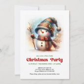 Nostalgic cartoon snowman invite festive printable einladung (Vorderseite)