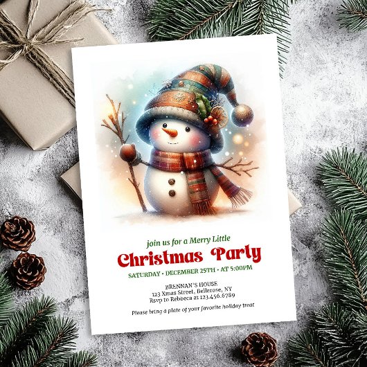 Nostalgic cartoon snowman invite festive printable einladung