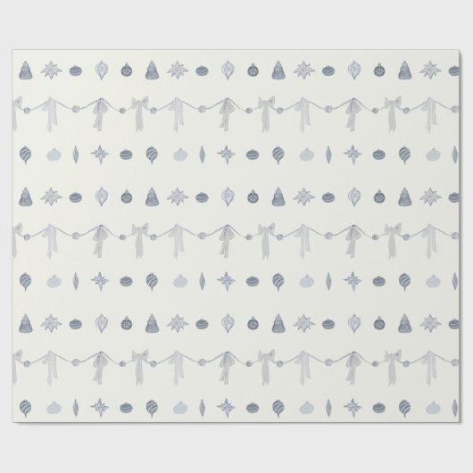 Nostalgic Christmas Ornament Stripe Wrapping Paper Geschenkpapier (Flach)