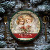Nostalgic Christmas Paper Plates Elegant Angel Art Pappteller
