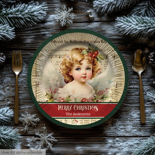 Nostalgic Christmas Paper Plates Elegant Angel Art Pappteller