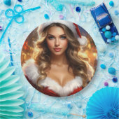 Nostalgic Christmas Santa Girl Pappteller (Party)