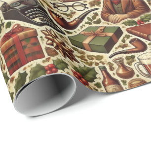 Nostalgic Christmas Wrapping Paper for Grandfather Geschenkpapier