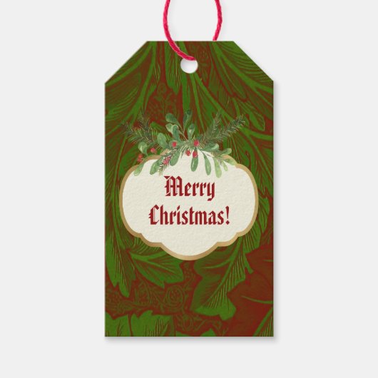 Nostalgic Classic William Morris Red Holiday Geschenkanhänger (Vorderseite)