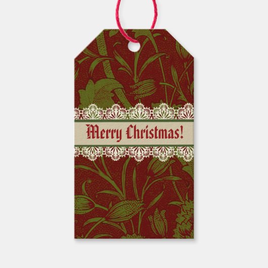 Nostalgic Classic William Morris Red Holiday Geschenkanhänger (Vorderseite)