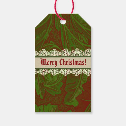 Nostalgic Classic William Morris Red Holiday Geschenkanhänger (Vorderseite)