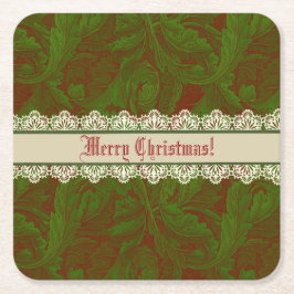 Nostalgic Classic William Morris Red Holiday Rechteckiger Pappuntersetzer