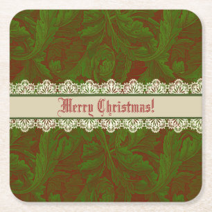 Nostalgic Classic William Morris Red Holiday Rechteckiger Pappuntersetzer