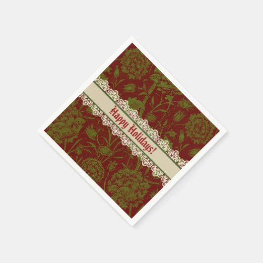 Nostalgic Classic William Morris Red Holiday Serviette (Ecke)