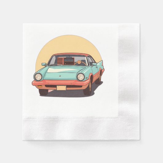 Nostalgic Future Car mit Vintagem Radio Serviette (Vorderseite)