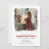 Nostalgic girl awaits Santa digital Christmas Einladung (Vorderseite)