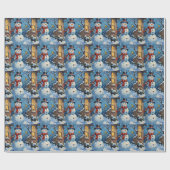 Nostalgic Happy Snowman with Bluebird Winter Scene Geschenkpapier (Flach)