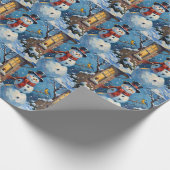 Nostalgic Happy Snowman with Bluebird Winter Scene Geschenkpapier (Ecke)