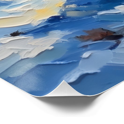 Nostalgic Happy Snowman with Bluebird Winter Scene Poster (Ecke)