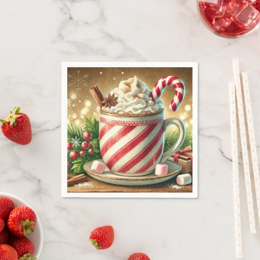 Nostalgic Holiday Candy Cane Warm Cocoa Découpage Serviette (Beispiel)