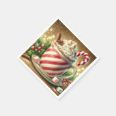 Nostalgic Holiday Candy Cane Warm Cocoa Découpage Serviette (Ecke)