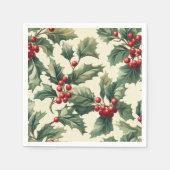 Nostalgic Holiday Holly Berries Muster Découpage Serviette (Vorderseite)