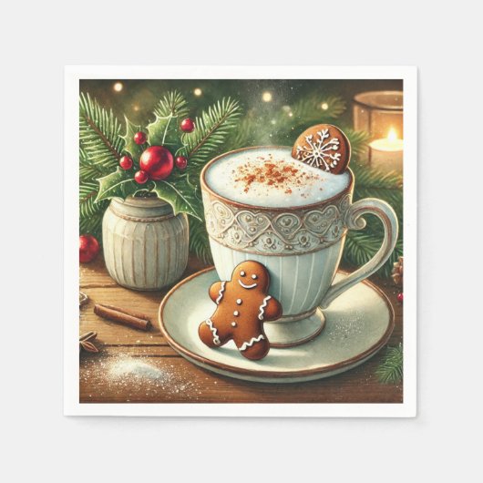 Nostalgic Holiday Hot Milk & Gingerbread Découpage Serviette (Vorderseite)