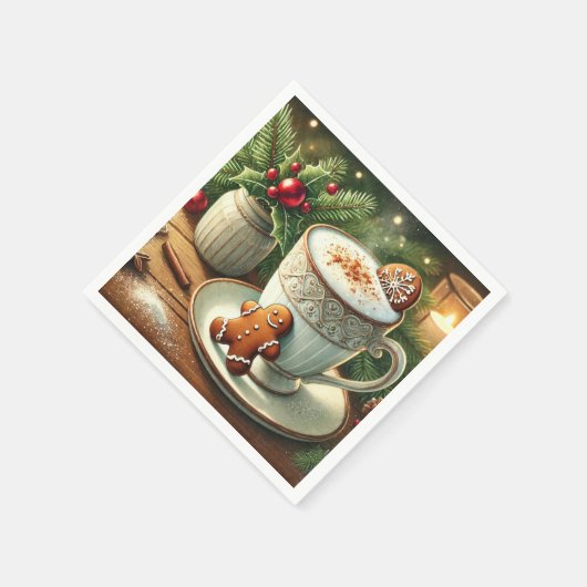 Nostalgic Holiday Hot Milk & Gingerbread Découpage Serviette (Ecke)