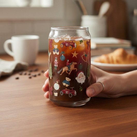 Nostalgic Holiday Toys Watercolor Christmas Design Dosenglas