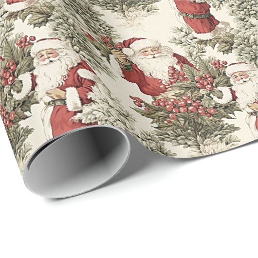 Nostalgic Holly & Ivy Santa Geschenkpapier (Rolleneckpunkt)