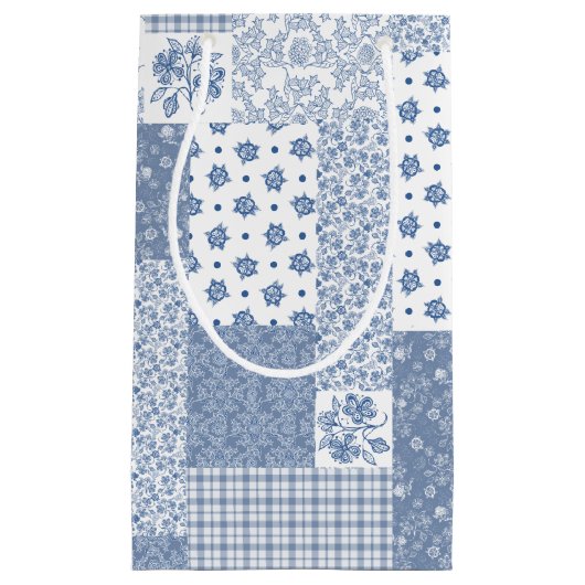 Nostalgic Indigo Imitats Patchwork Kleine Geschenk Kleine Geschenktüte (Vorderseite)