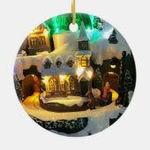 Nostalgic mountain village against Snow Scene Keramik Ornament (Hinten)