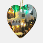 Nostalgic mountain village against Snow Scene Keramik Ornament (Links)