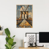 Nostalgic New York Brooklyn Bridge Travel Poster (Heimbüro)