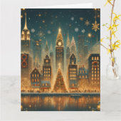 Nostalgic New York Christmas - Iconic Holiday Karte (Gelbe Blume)
