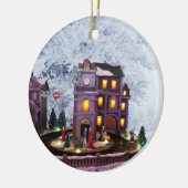 Nostalgic Old Fashioned House against Snow Scene Keramik Ornament (Links)
