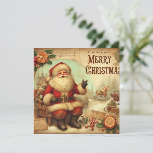 Nostalgic Retro Santa Claus Frohe Weihnachten (Stehend Vorderseite)