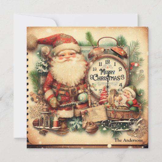 Nostalgic Retro Santa Claus Frohe Weihnachten (Vorderseite)