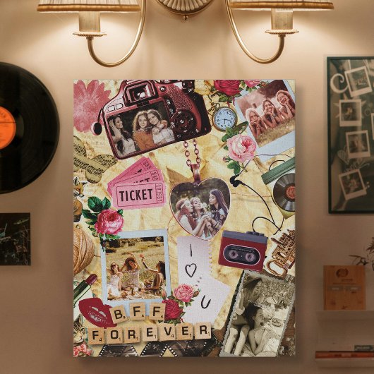 Nostalgic Scrapbook BFF Forever Photo Collage Leinwanddruck