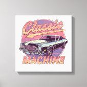 Nostalgic Synthwave Sunset Car Leinwanddruck (Vorderseite)