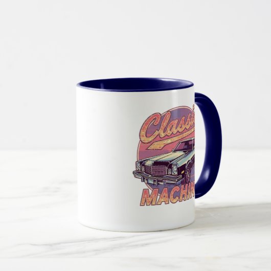 Nostalgic Synthwave Sunset Car Tasse (VorderseiteRechts)