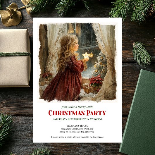 Nostalgic Victorian Little Girl Awaiting Santa Einladung