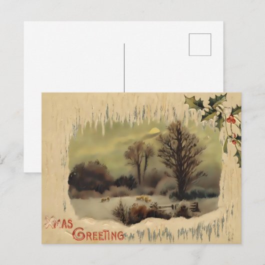 Nostalgic Victorian Winter Night Postkarte (Vorne/Hinten)