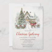 Nostalgic Vintage Cottage Christmas Gathering Einladung (Vorderseite)