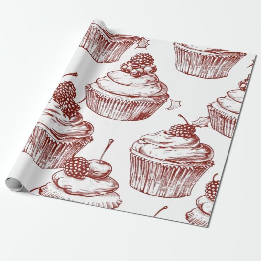 Nostalgic Vintage Red Christmas Geschenkpapier (Ungerollt)