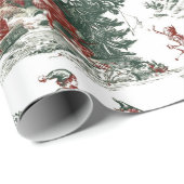 Nostalgic Vintage Red Green Christmas Geschenkpapier (Rolleneckpunkt)