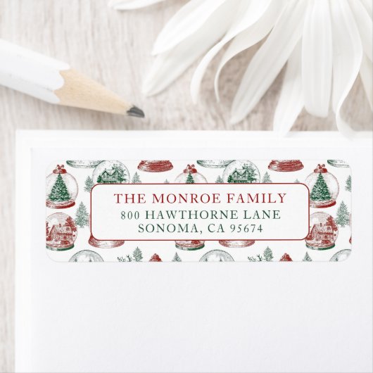 Nostalgic Vintage Red Green Christmas Snow Globes (Insitu)