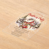 Nostalgic Vintage Red Truck Christmas Party Acryleinladungen (Ablage )