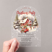 Nostalgic Vintage Red Truck Christmas Party Acryleinladungen (Insitu (Handheld))