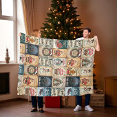 Nostalgic Vintage Weihnachten Rote Grüne Creme Hol Fleecedecke