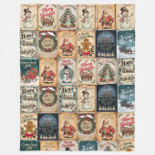 Nostalgic Vintage Weihnachten Rote Grüne Creme Hol Fleecedecke (Vorderseite)