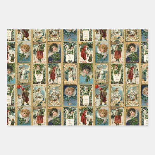 Nostalgic Vintage Weihnachtskarten Collections Geschenkpapier Set (Vorderseite 2)