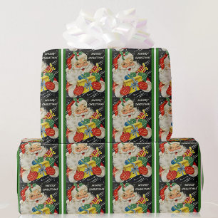 Nostalgic Weihnachtsgeschenk des Weihnachtsmanns Geschenkpapier