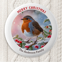 Nostalgic Winter Robin Redust Frohe Weihnachten Button