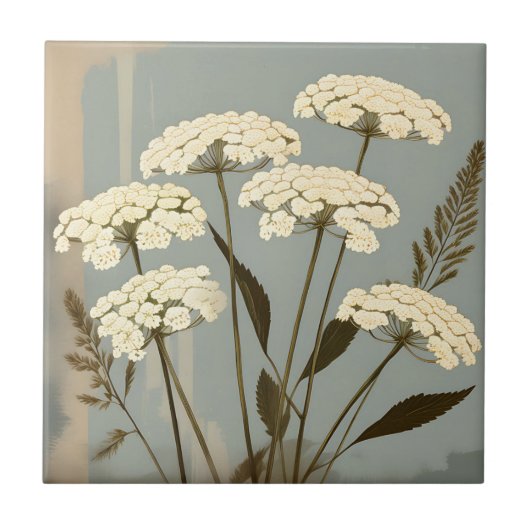 Nostalgic Yarrow Botanical Fliese (Vorderseite)